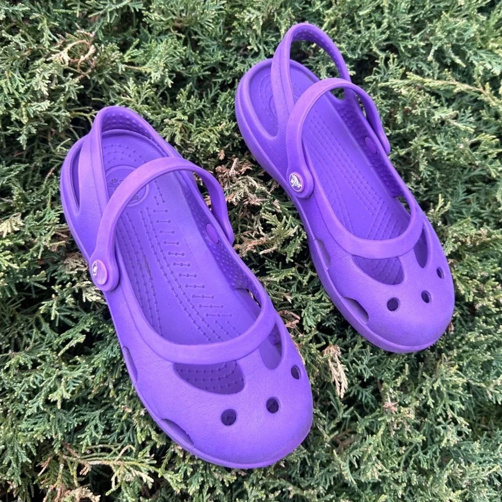 Crocs Shayna Mary Jane Slingback‎ Sandals Toddler Size 12 Purple Shoes